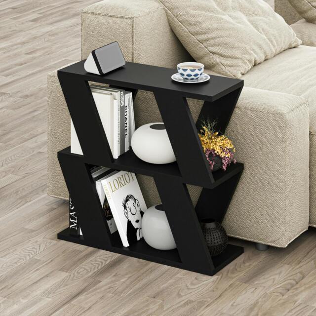 Rackhams Lazena Modern 3-Tier Side Table, Slim Particleboard End Table H55.4cm - Black Bute - image 1