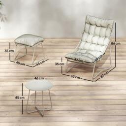 Rackhams 3 Piece Bistro Set, Outdoor Table and Chair Set with Footstool - thumbnail 4