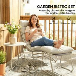 Rackhams 3 Piece Bistro Set, Outdoor Table and Chair Set with Footstool - thumbnail 5
