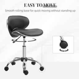 Rackhams Office Chair Beauty Salon Rolling Technician Stool Chair - Black - PU, Sponge - thumbnail 5