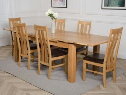 Rackhams Richmond Large Oak Extending Dining Table with Princeton Oak Chairs - Natural Oak - 8 chairs - thumbnail 2