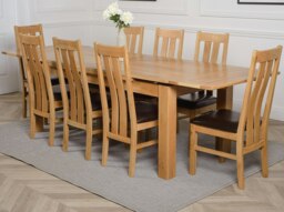 Rackhams Richmond Large Oak Extending Dining Table with Princeton Oak Chairs - Natural Oak - 8 chairs - thumbnail 3