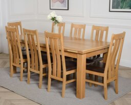 Rackhams Richmond Large Oak Extending Dining Table with Princeton Oak Chairs - Natural Oak - 8 chairs - thumbnail 1