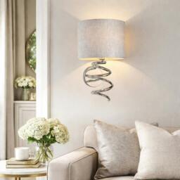Rackhams Kasi 1 Light Polished Chrome Wall Light with Grey Shade - thumbnail 1
