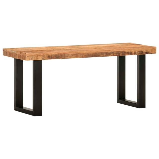 Rackhams Bench 110 cm Solid Rough Mango Wood and Steel