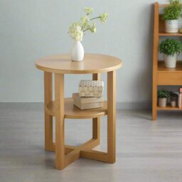 Rackhams Small Side Table with Shelf Round Coffee Table for Living Room Bedroom or Hallway - thumbnail 4