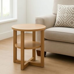 Rackhams Small Side Table with Shelf Round Coffee Table for Living Room Bedroom or Hallway