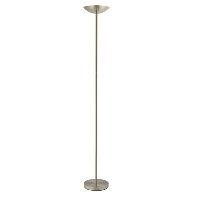 Rackhams Modern LED Uplighter Metal Floor Lamp in Satin Nickel with Memory Dimmer Button - image 1