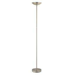 Rackhams Modern LED Uplighter Metal Floor Lamp in Satin Nickel with Memory Dimmer Button