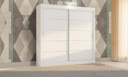 Rackhams Stylish Bedroom Sliding Wardrobe with LED Light - comes in White/Grey/Black/Oak and Width 120cm/150cm/180cm/203cm/250cm - 203cm - Oak - Modern - thumbnail 2