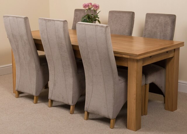 Rackhams Richmond Large Oak Extending Dining Table with Lola Fabric Chairs - 6 chairs - Grey - image 1