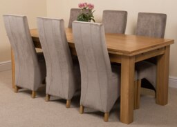 Rackhams Richmond Large Oak Extending Dining Table with Lola Fabric Chairs - 6 chairs - Grey - thumbnail 1