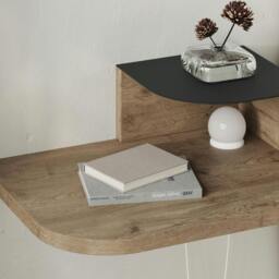 Rackhams Floating Bedside Table Modern Corner Design Nightstand 30cm Wall-mounted w/ LED Lamp in 3-tones for Bedroom - Sandstone - thumbnail 5