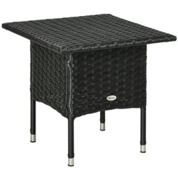 Rackhams PE Rattan Outdoor Coffee Table, Easy Match Rattan Side Table, Black - 50cmx50cmx47cm - Galvanised Steel, PE Rattan - thumbnail 2