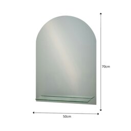 Rackhams Greenwich Arched Oval Wall Mounted Frameless Bathroom Mirror with Vanity Shelf 70 x 50cm - thumbnail 3