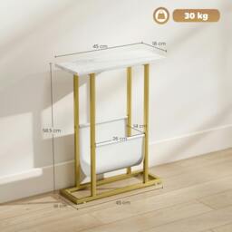 Rackhams Narrow Side Table, End Table with Magazine Holder for Small Spaces - White - thumbnail 5