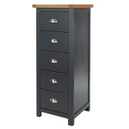 Rackhams Dunkeld 5-Drawer Narrow Chest of Drawers - midnight blue