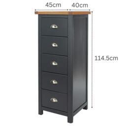Rackhams Dunkeld 5-Drawer Narrow Chest of Drawers - midnight blue - thumbnail 5