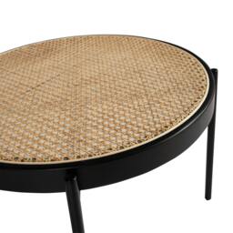 Rackhams Round Coffee Table Rattan, Black Wood and Black Steel 2111 - thumbnail 5