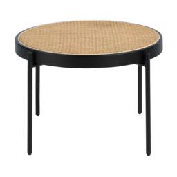 Rackhams Round Coffee Table Rattan, Black Wood and Black Steel 2111 - thumbnail 2