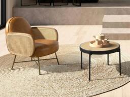 Rackhams Round Coffee Table Rattan, Black Wood and Black Steel 2111 - thumbnail 3