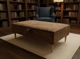 Rackhams Premium marble Brown Storage Ottoman Bench – Multi-Purpose Coffee Table & Extra Seating - ISTOOLS - 36 x 24 Inches (92 x 61cm) - thumbnail 1