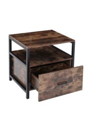 Rackhams 45cm W x 45cm D x 56cm H Industrial 1 Drawer Bedside Table Bedroom - Brown - thumbnail 4