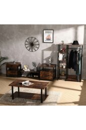 Rackhams 45cm W x 45cm D x 56cm H Industrial 1 Drawer Bedside Table Bedroom - Brown - thumbnail 2
