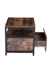 Rackhams 45cm W x 45cm D x 56cm H Industrial 1 Drawer Bedside Table Bedroom - Brown - thumbnail 5