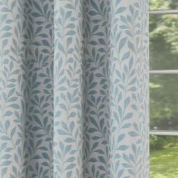 "Rackhams Ice Blue 100% Blackout Jacquard Leaf Curtains - Thermal/Energy Saving Pair with Eyelets For Living Room & Bedrooms - 46"" (117cm) Width x 72"" (183cm) Drop" - thumbnail 3
