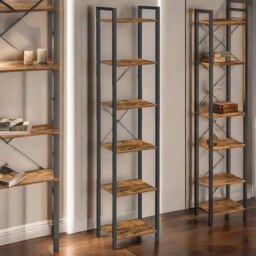 Rackhams 187.5CM Tall Bookcase Industrial Rustic Brown Free-Standing - thumbnail 3