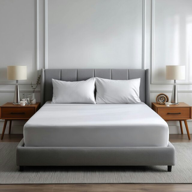 Rackhams Luxury 200TC Soft Touch Fitted Sheet Bed Linen 40cm Extra Deep Skirt - Double - White - image 1