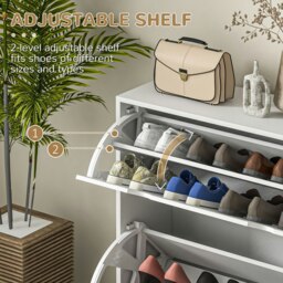 Rackhams Slim Shoe Storage Cabinet with 2 Flip Drawers for Entryway, White - White - Painted - Particle board, MDF - thumbnail 5