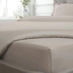 Rackhams Luxurious 300 Thread Count 100% Cotton Sateen Anti-Allergy Fitted Sheet with Pillowcase Pair - Mink - Single (90cm x 190cm) + 25cm Deep - thumbnail 3