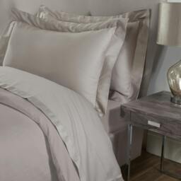 Rackhams Luxurious 300 Thread Count 100% Cotton Sateen Anti-Allergy Fitted Sheet with Pillowcase Pair - Mink - Single (90cm x 190cm) + 25cm Deep