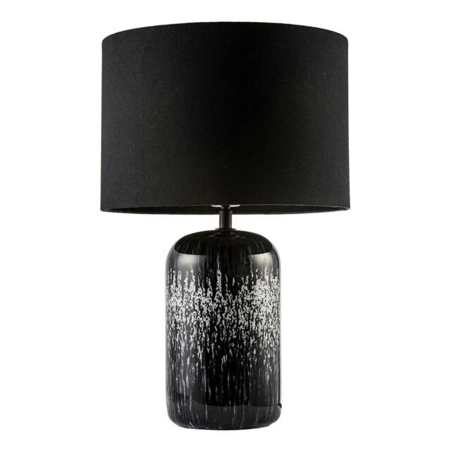 Rackhams Modern Black and White Marble Drip Snowflake Glass Lamp with Shade - image 1
