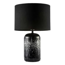 Rackhams Modern Black and White Marble Drip Snowflake Glass Lamp with Shade - thumbnail 1