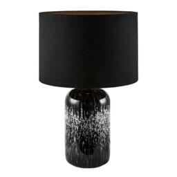 Rackhams Modern Black and White Marble Drip Snowflake Glass Lamp with Shade - thumbnail 3