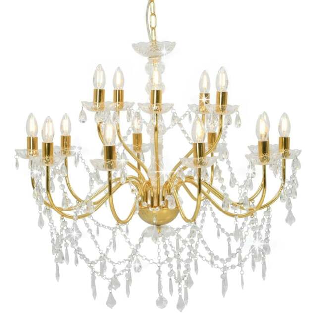 Rackhams Chandelier 2-layer Golden 15 x E14 Bulbs