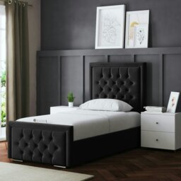 Rackhams Allegra Divan Bed with Upholstered Headboard - Black - Single / 3ft - thumbnail 1