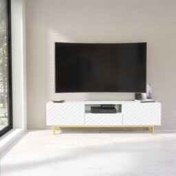 Rackhams Elegantly Grooved Front TV Unit 180cm with Gold Accents - 180 cm  - 1 -  MDF/Chipboard - thumbnail 3