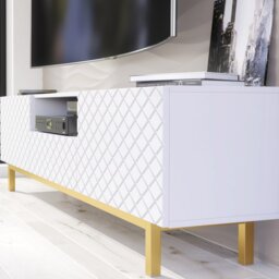 Rackhams Elegantly Grooved Front TV Unit 180cm with Gold Accents - 180 cm  - 1 -  MDF/Chipboard - thumbnail 5