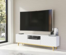 Rackhams Elegantly Grooved Front TV Unit 180cm with Gold Accents - 180 cm  - 1 -  MDF/Chipboard