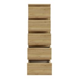 Rackhams Edmore 5 Drawer Tall Narrow Chest in Mauvella Oak - Standard - Mauvella Oak - Manufactured Wood - thumbnail 6