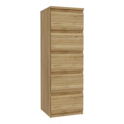 Rackhams Edmore 5 Drawer Tall Narrow Chest in Mauvella Oak - Standard - Mauvella Oak - Manufactured Wood - thumbnail 2