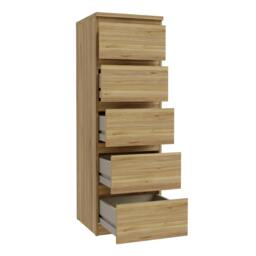 Rackhams Edmore 5 Drawer Tall Narrow Chest in Mauvella Oak - Standard - Mauvella Oak - Manufactured Wood - thumbnail 5