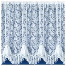 "Rackhams Kew Traditional Floral White Net Curtain Flounce - White - 27"" (69cm) - 79"" (200cm)"