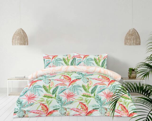 Rackhams Luxury Super Soft Reversible Exotic Palms Duvet Cover with Pillowcase - Double (200cm x 200cm) - image 1