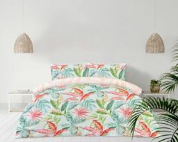 Rackhams Luxury Super Soft Reversible Exotic Palms Duvet Cover with Pillowcase - Double (200cm x 200cm) - thumbnail 1
