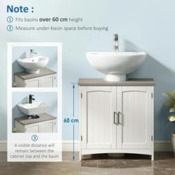 Rackhams Pedestal Under Sink Cabinet with Double Doors, Modern Bathroom Vanity Unit, Storage Cupboard with Adjustable Shelves, White - thumbnail 5